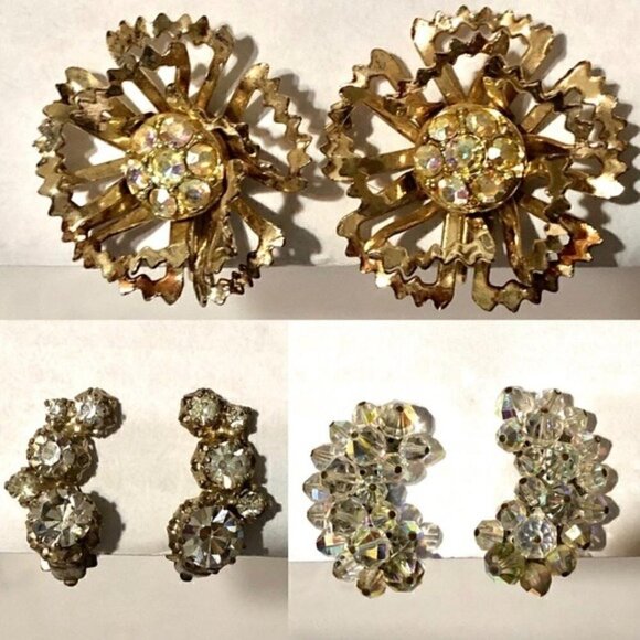 3 Pairs Vintage Earrings Clip-Ons - Picture 1 of 4